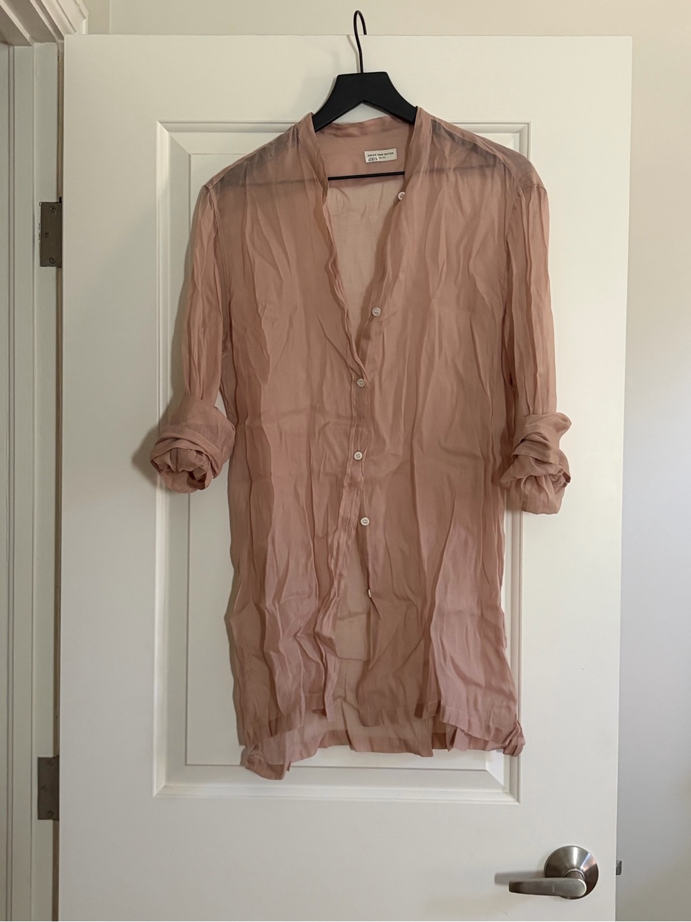 Dries Van Noten Sheer Blush Button-Up Shirt Jacket